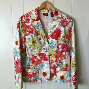 Valerie Stevens Floral Patterned Cotton Blend Jacket Size PL